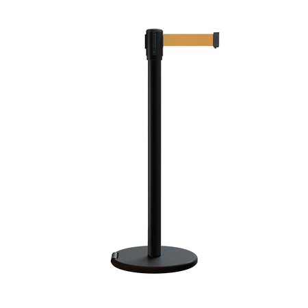 MONTOUR LINE Retractable Belt Rolling Stanchion, 2ft Black Post  11ft. Brown Belt ME530-BK-BN-110